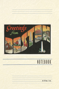 Vintage Lined Notebook Greetings from Boston, Mass.