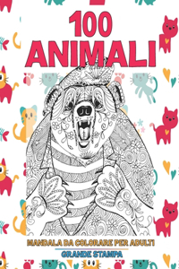 Mandala da colorare per adulti - Grande stampa - 100 Animali