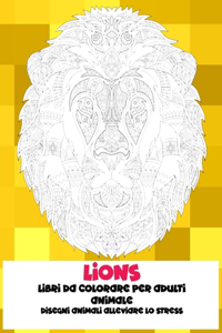 Libri da colorare per adulti - Disegni animali alleviare lo stress - Animale - Lions
