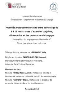 Procédés proto-communicatifs entre pairs d'âge de 5 à 11 mois