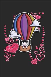 Hot Air Balloon Heart Cat Notebook