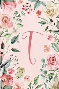 2020 Weekly Planner - Letter T - Pink Green Floral Design