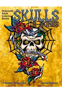 Grayscale Adult Coloring Books Skulls & Bones