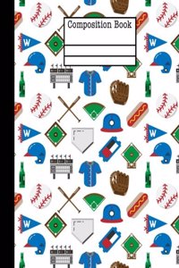 Baseball Game Composition Notebook - 5x5 Quad Ruled