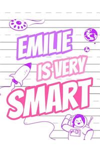 Emilie Is Very Smart: Primary Writing Tablet for Kids Learning to Write, Personalized Book with Child's Name for Girls, 65 Sheets of Practice Paper, 1 Ruling, Preschool, Kindergarten, 1st Grade, 8 1/2 X 11