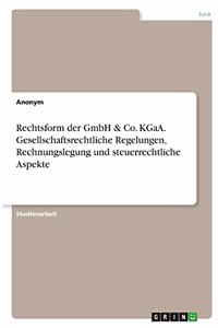 Rechtsform der GmbH & Co. KGaA. Gesellschaftsrechtliche Regelungen, Rechnungslegung und steuerrechtliche Aspekte