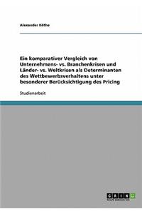 komparativer Vergleich von Unternehmens- vs. Branchenkrisen und Länder- vs. Weltkrisen als Determinanten des Wettbewerbsverhaltens unter besonderer Berücksichtigung des Pricing