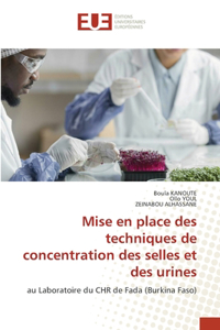 Mise en place des techniques de concentration des selles et des urines