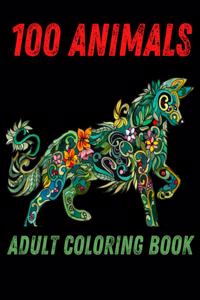 100 Animals Adult Coloring Book