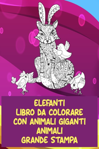 Libro da colorare con animali giganti - Grande stampa - Animali - Elefanti