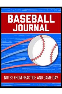 Baseball Journal Notes from Practice and Game Day