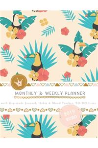 Monthly & Weekly Planner 2019 - 2020 with Gratitude Journal, Habit & Mood Tracker, TO-DO Lists: Pretty and Girly Tropical Themed Cover - Personal and Business Organizer in One to Achieve Work-Life Balance Life