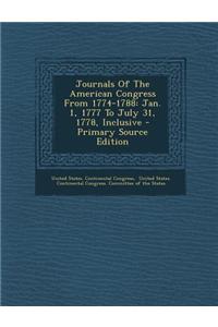 Journals of the American Congress from 1774-1788