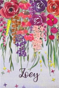 Zoey: Personalized Lined Journal - Colorful Floral Waterfall (Customized Name Gifts)