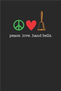 Peace Love Hand Bells 120 Page Notebook Lined Journal