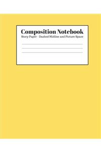 Composition Notebook - Story Paper - Dashed Midline and Picture Space