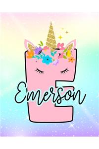 Emerson: Girls Unicorn Journal to Write In - Personalized Journal