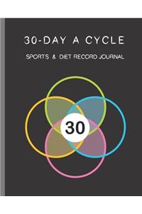30-day A Cycle, Sports & Diet Record Journal