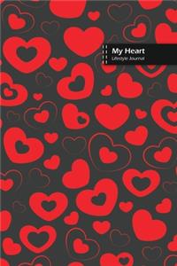 My Heart Lifestyle Journal, Blank Write-in Notebook, Dotted Lines, Wide Ruled, Size (A5) 6 x 9 In (Gray)