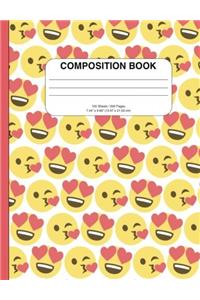 Adorable Hearts Emoji Composition Notebook, Blank Inside