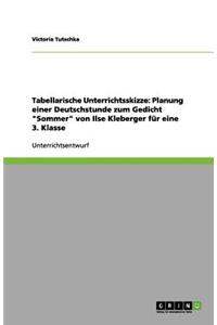 Tabellarische Unterrichtsskizze