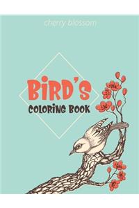 Cherry Blossom Birds Coloring Book