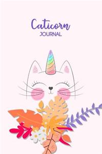 Caticorn Journal: Cute Present For Girls Who Love Cats and Unicorns Lined Notebook Small 6 x 9 Size 120 pages