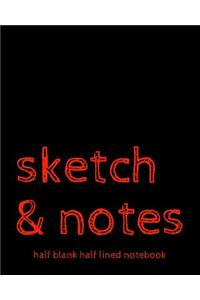 Sketch & Notes Half Blank Half Lined Notebook