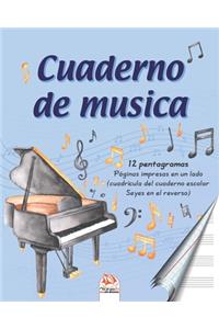 Cuaderno de musica 12 pentagramas