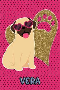 Pug Life Vera: College Ruled Composition Book Diary Lined Journal Pink