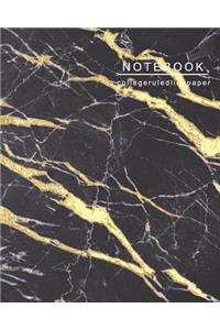 Notebook College Ruled Line Paper: College Ruled Composition Notebook For Writing Dream Journal, School Writing Notebook, Black and Gold Marble Cover