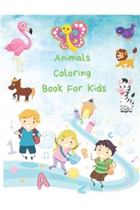 A B C &1 2 3 Animals Coloring Book For Kid