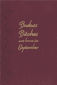Badass Bitches Are Born In September: Funny Blank Lined Notebook Gift for Women and Birthday Card Alternative for Friend or Coworker: Purple Mandala Yoga