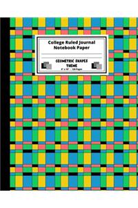 College Ruled Journal Notebook Paper. Geometric Shapes Theme