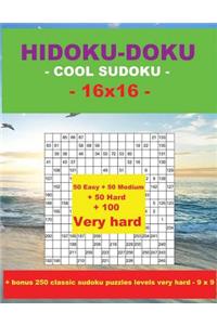 Hidoku-Doku - Cool Sudoku -16x16- 50 Easy + 50 Medium + 50 Hard + 100 Very Hard