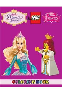 Barbie, the Princess and the Pauper and Lego Princess Coloring Book: 2 in 1 Coloring Book for Kids and Adults, Activity Book, Great Starter Book for Children with Fun, Easy, and Relaxing Coloring Pages