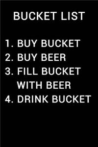 Bucket List 1 Buy Bucket 2 Buy Beer 3 Fill Bucket with Beer 4 Drink Bucket