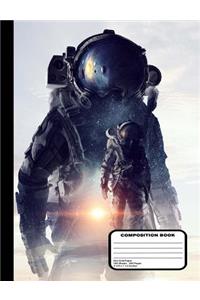Astronauts in Space Suits with Space Ships Composition Notebook Dot Grid 200 pages / 100 sheets, 9-3/4