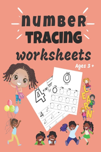 number tracing worksheets Ages 3+