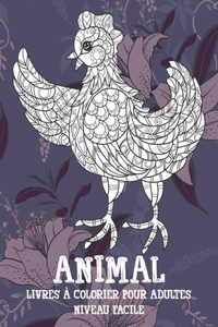 Livres à colorier pour adultes - Niveau facile - Animal