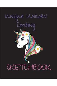 Cute Unicorn & Daisies Blank Sketchbook Journal for Sketching or Writing