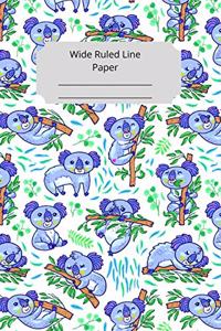 Cute Baby Koala Theme Wide Ruled Line Paper