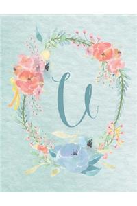 2020-2022 Calendar - Letter U - Light Blue and Pink Floral Design