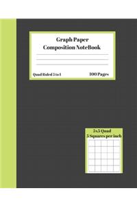 Graph Composition Notebook 5 Squares per inch 5x5 Quad Ruled 5 to 1 100 Sheets