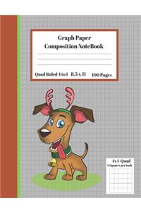 Graph Composition Notebook 4 Squares per inch 4x4 Quad Ruled 4 to 1 / 8.5 x 11 100 Sheets