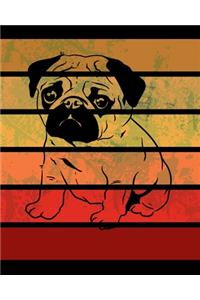 Pug Retro Stripes Notebook