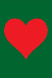 Blank Notebook - 100 Pages - Red Heart on Green