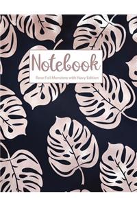 Notebook Rose Foil Monstera with Navy Edition