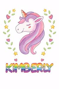 Kimberly: Kimberly Notebook Journal 6x9 Personalized Gift For Kimberly Unicorn Rainbow Colors Lined Paper