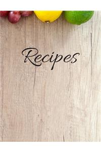 Blank Recipe Journal to Write in, Table Cover, 115 Pages (8.5